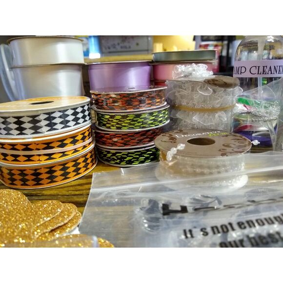 Crafting Supplies Lot Stamps Ribbon - Picture 3 of 11